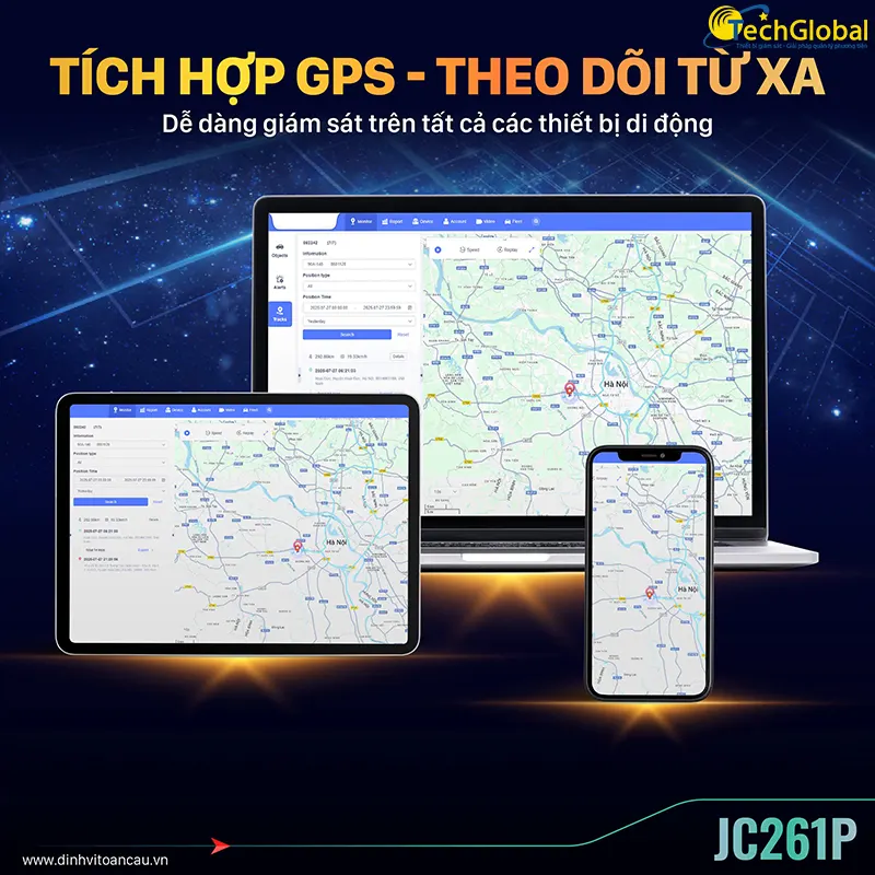Model JC261p có định vị GPS ghi lại lộ trình xe di chuyển