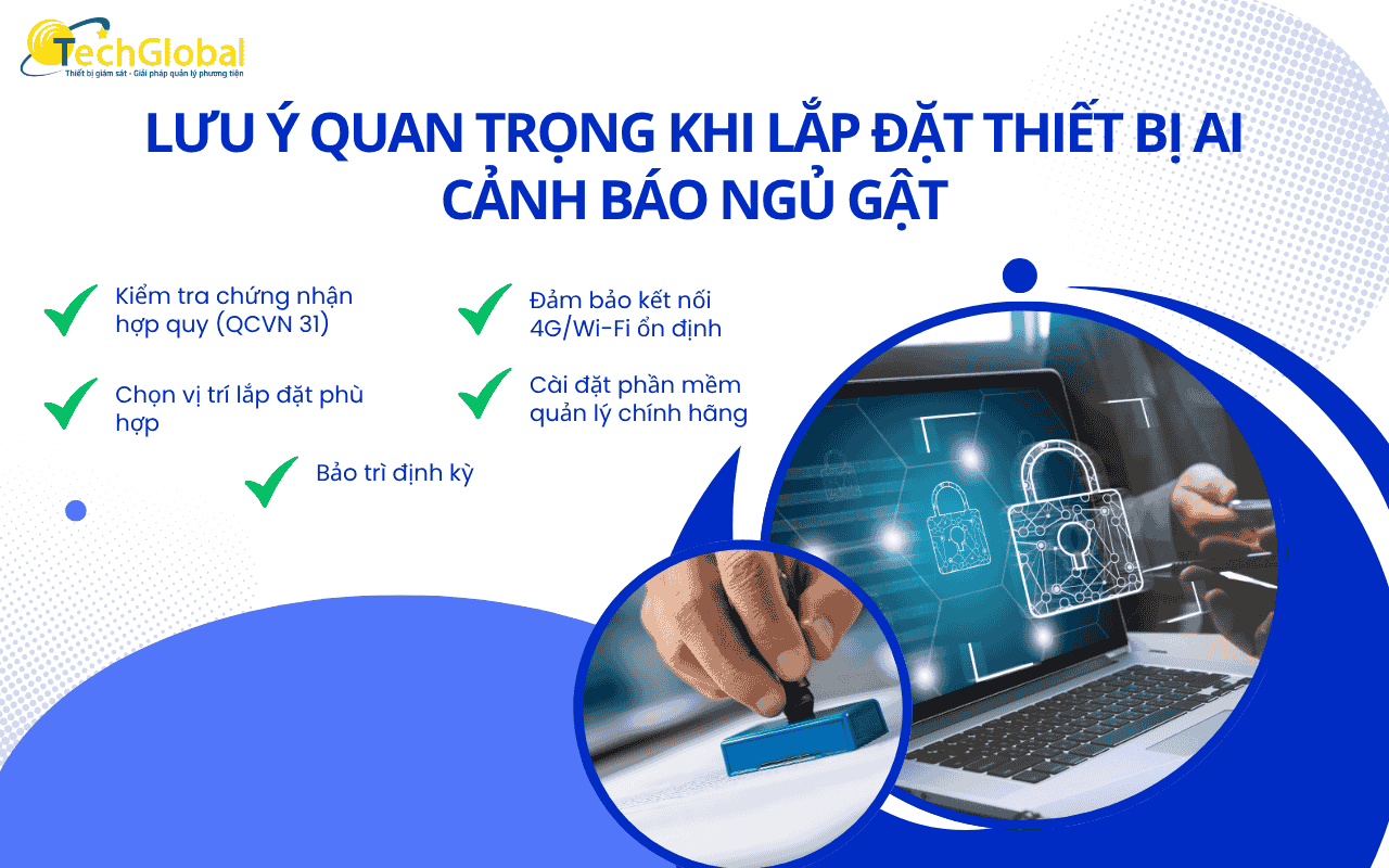 lưu ý quan trọng khi lắp đặt thiết bị ai cảnh báo ngủ gật