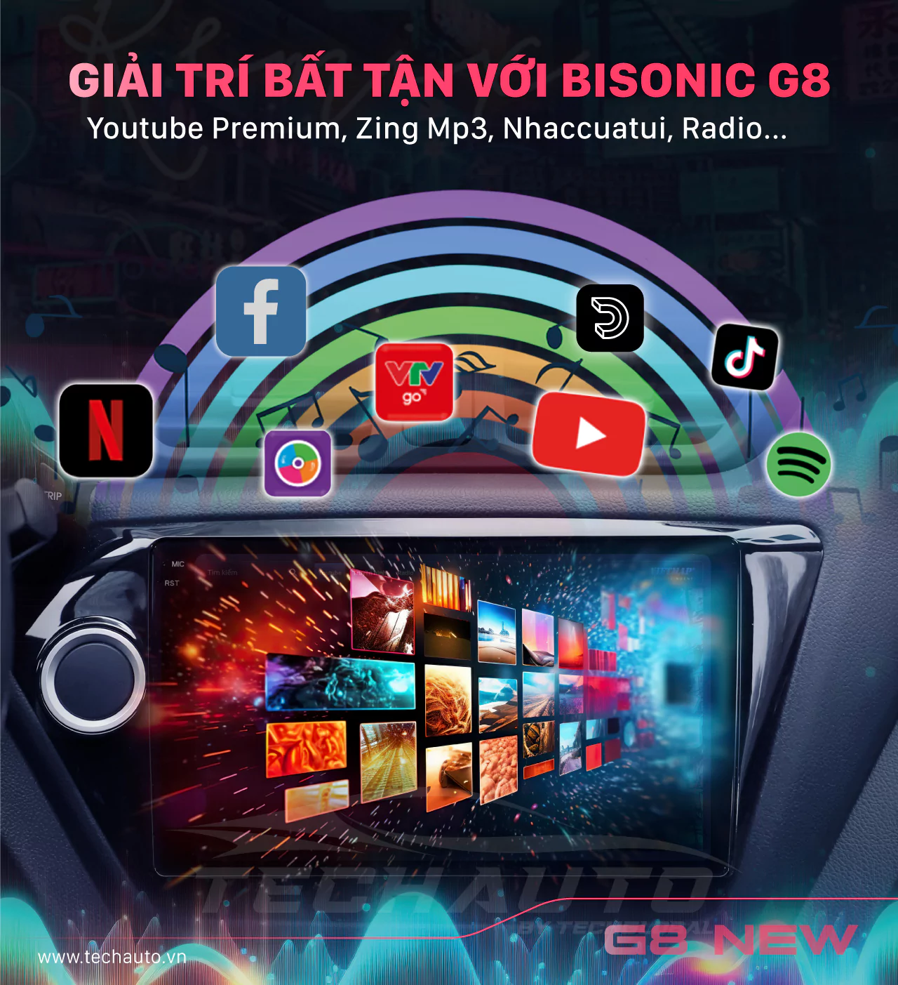 Bisonic G8 NEW đem đến thế giới giải trí đa dạng ngay trên xe của bạn