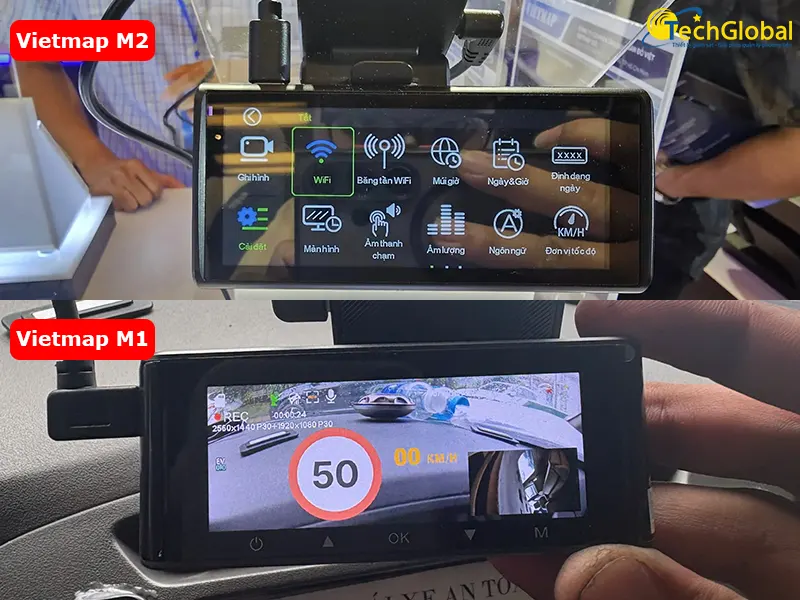 So sánh màn hình Vietmap M1 và M2