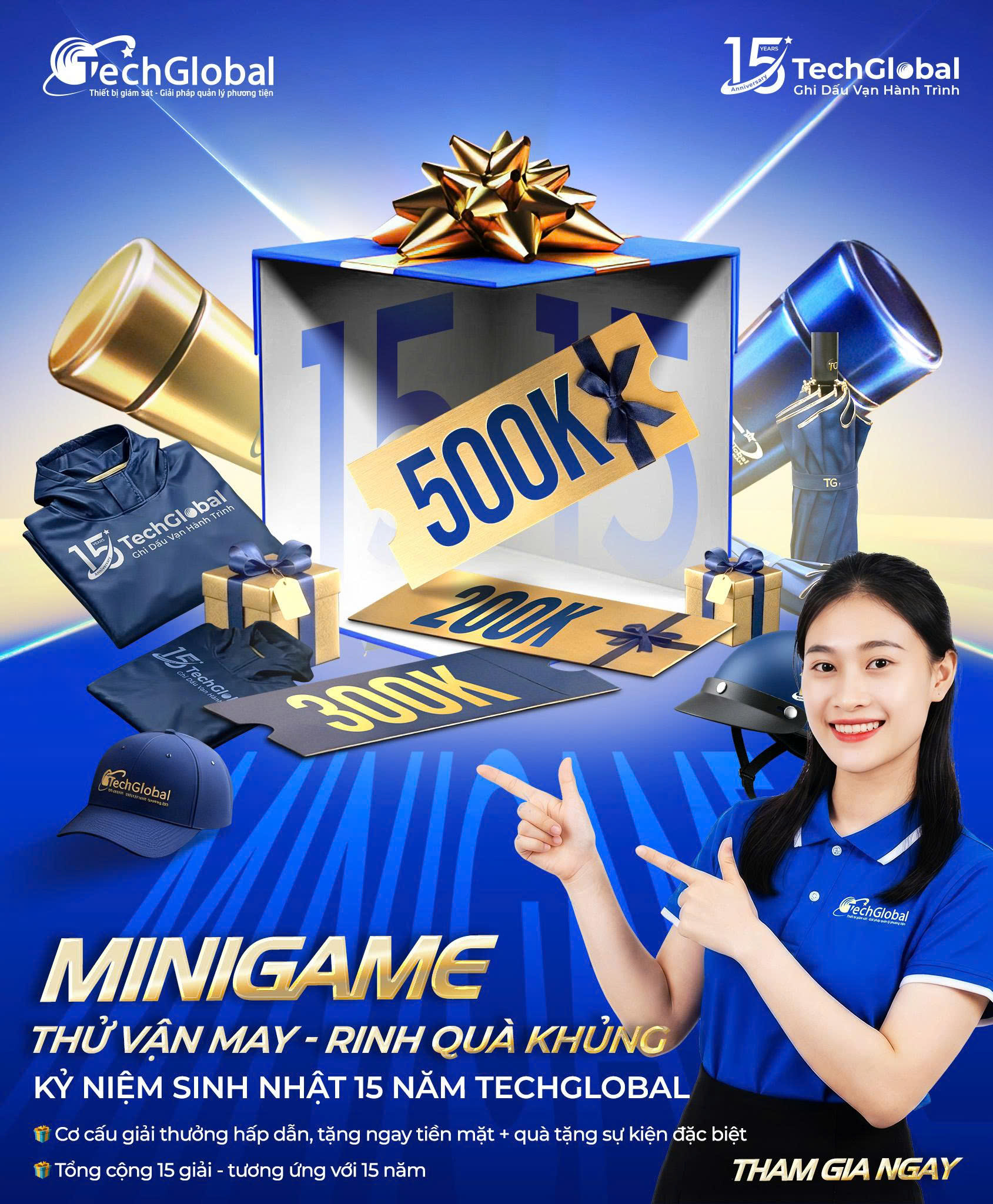 Mini game rinh quà khủng mừng đại lễ sinh nhật vàng Techglobal 15 tuổi