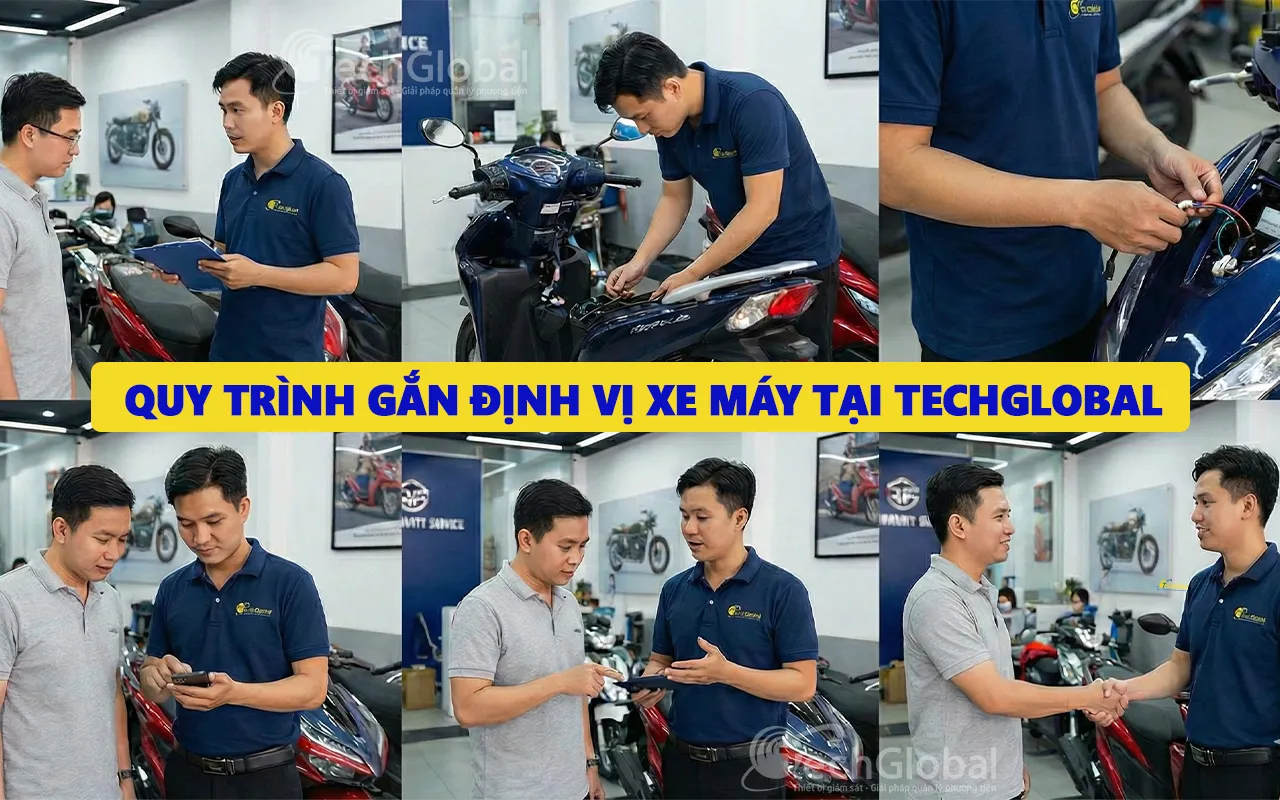 quy trình lắp định vị xe máy tại TechGlobal