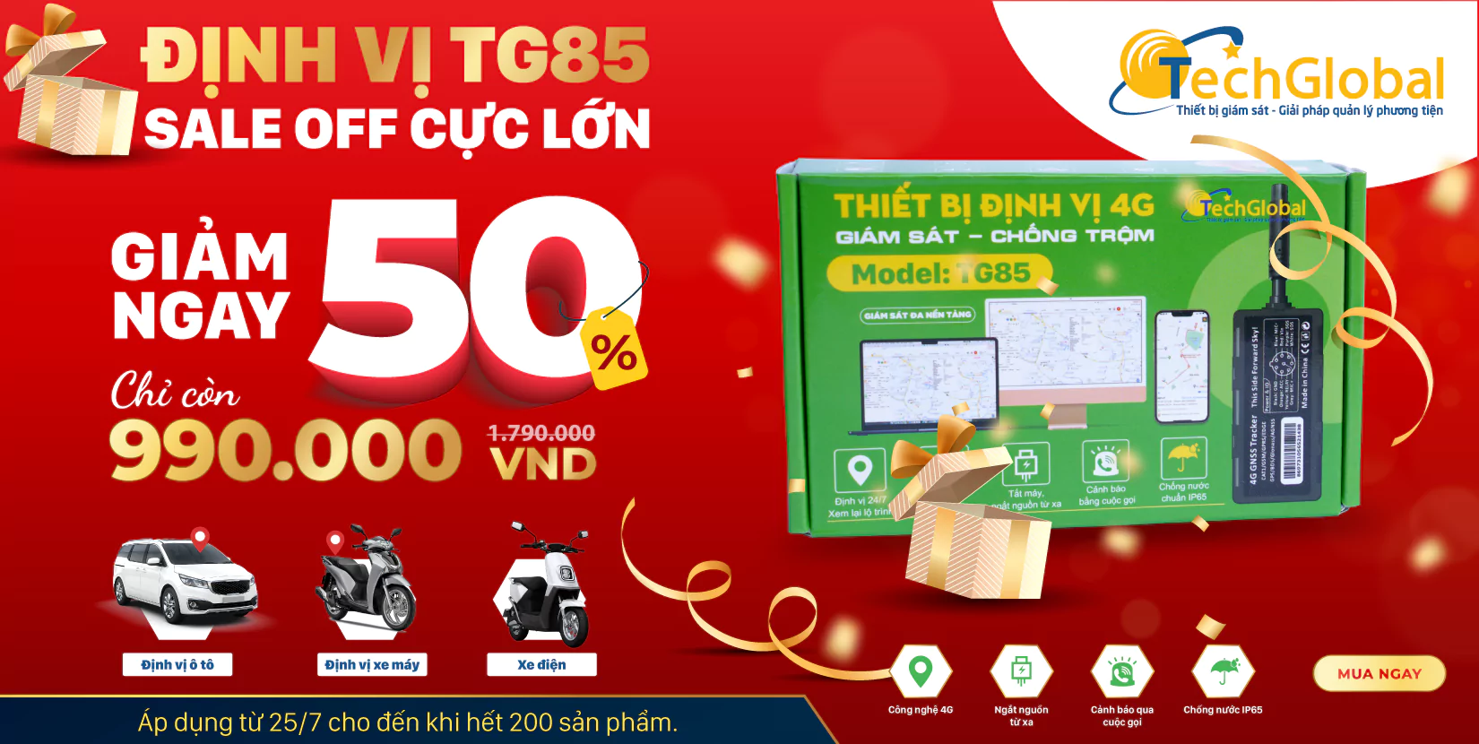 Khuyến mãi lớn khi mua định vị 4G TG85