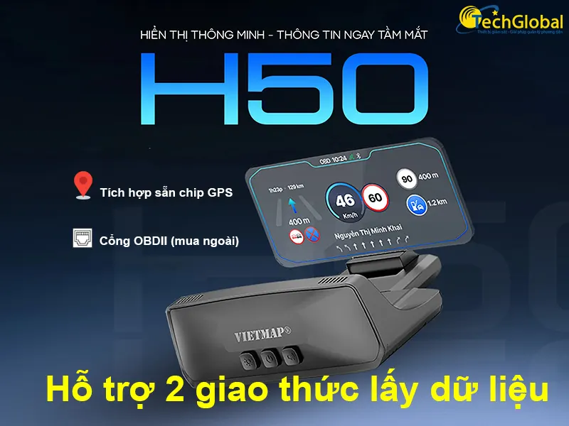 Vietmap HUD H50 hỗ trợ 2 giao thức lấy dữ liệu