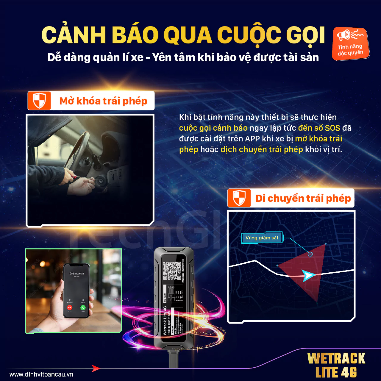 Tính Năng Độc Quyền Cảnh Báo Chống Trộm Bằng Cuộc Gọi Trên Wetrack lite 4G