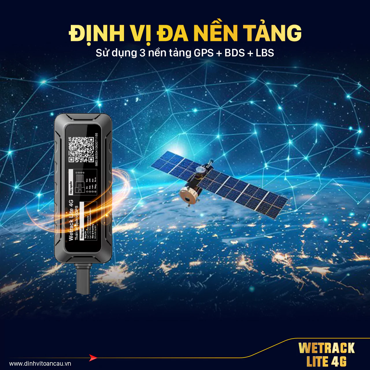 Thiết bị định vị Wetrack Lite 4G tích hợp ba hệ thống định vị tiên tiến:  GPS - DBS - LBS