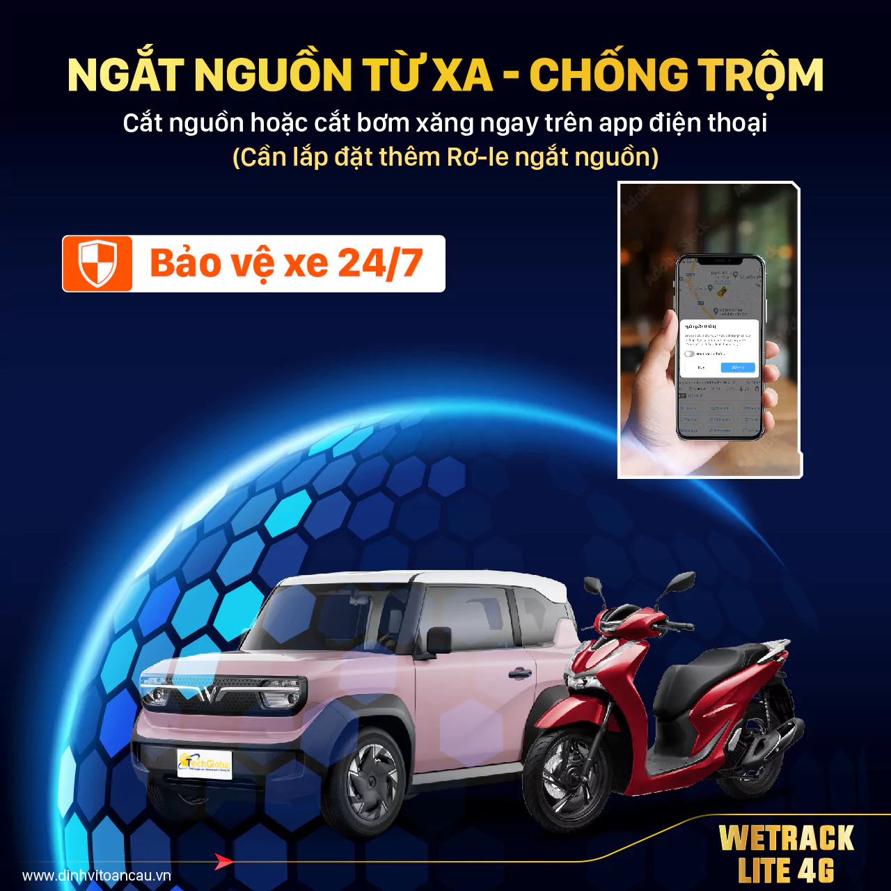 Tính Năng Ngắt Nguồn Xe Từ Xa Trên Wetrack Lite 4G