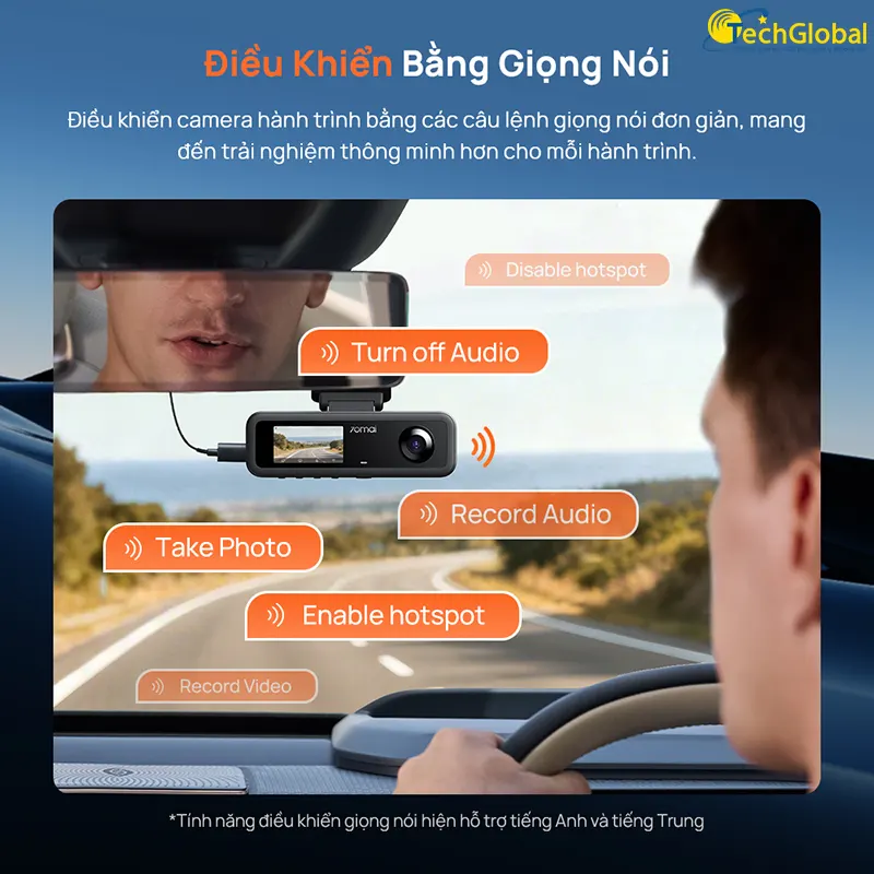 Tính năng điều khiển bằng giọng nói trên camera hành trình 70mai T400