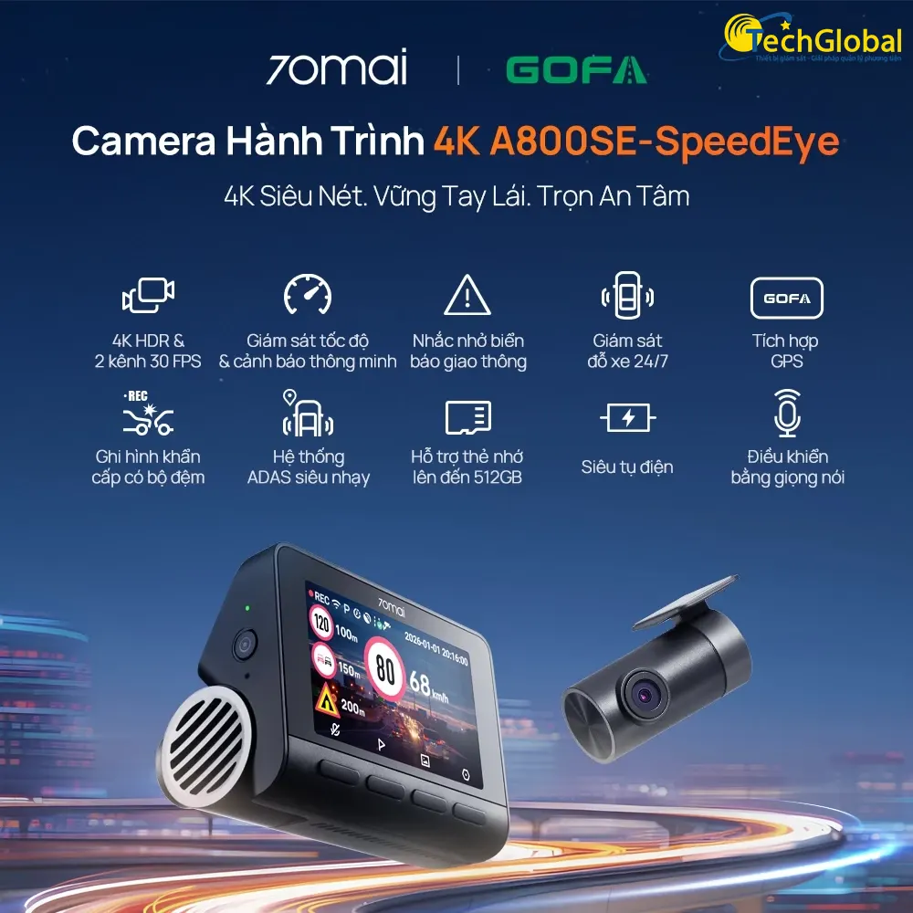 Camera hành trình 70mai A800SE SpeedEye 4K