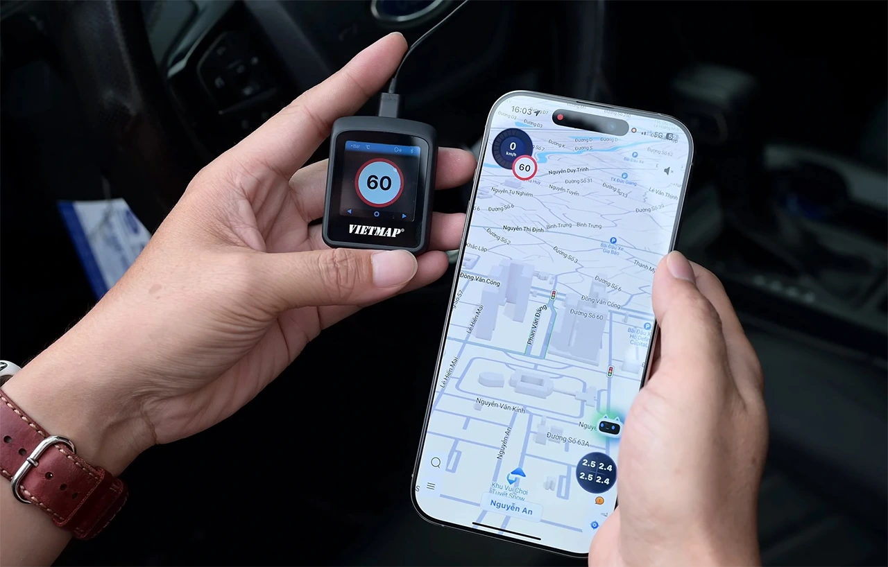 Cảm biến áp suất lốp tw50 hiển thị cả trên Vietmap Live