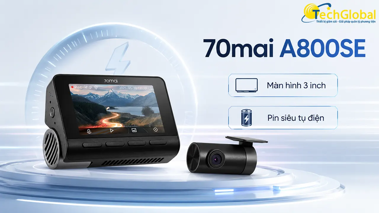 Camera hành trình 4K 70mai A800SE có màn hình 3 inch và pin siêu tụ điện