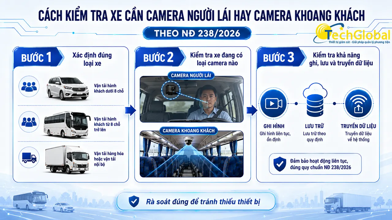 Cách rà soát, kiểm tra xem phương tiện cần lắp camera người lái hay khoang khách
