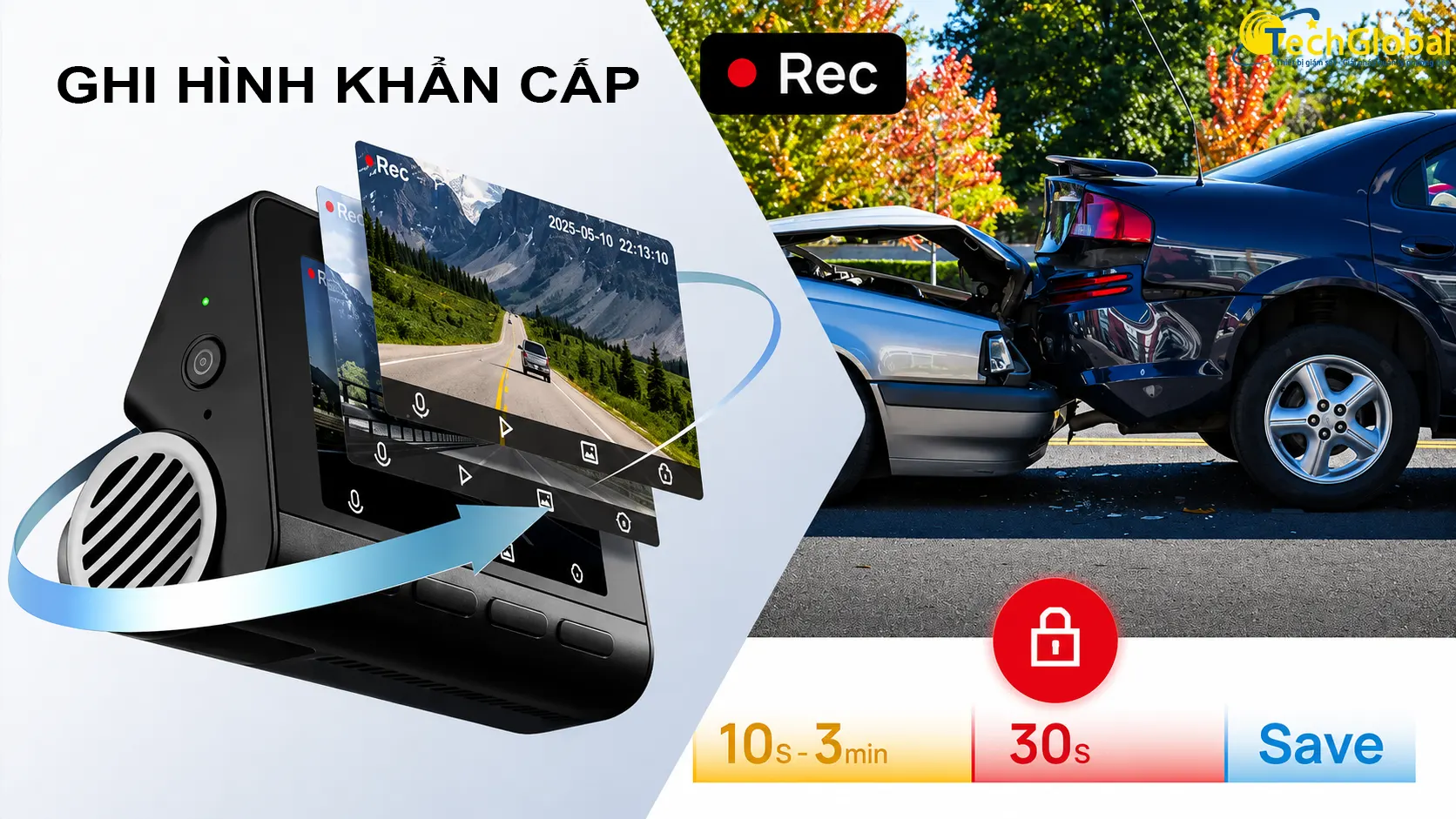 Tính năng ghi hình khẩn cấp có bộ đệm trên camera 70mai A800SE