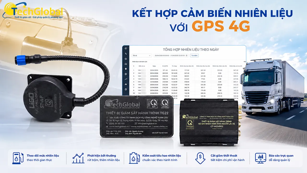Kết hợp cảm biến và GPS 4G để quản lý nhiên liệu đội xe hiệu quả hơn