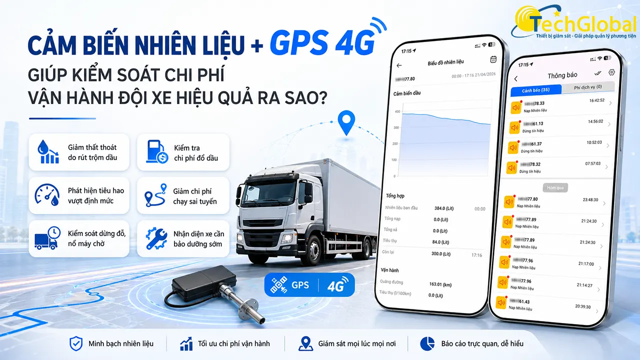 Cảm biến nhiên liệu + GPS 4G giúp kiểm soát chi phí vận hành đội xe hiệu quả ra sao