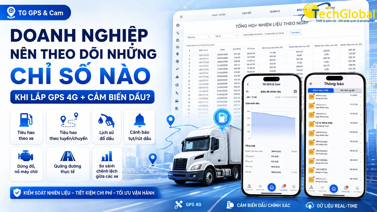 Các chỉ số cần chú ý khi sử dụng giải pháp quản lý nhiên liệu bằng GPS 4G và Cảm biến