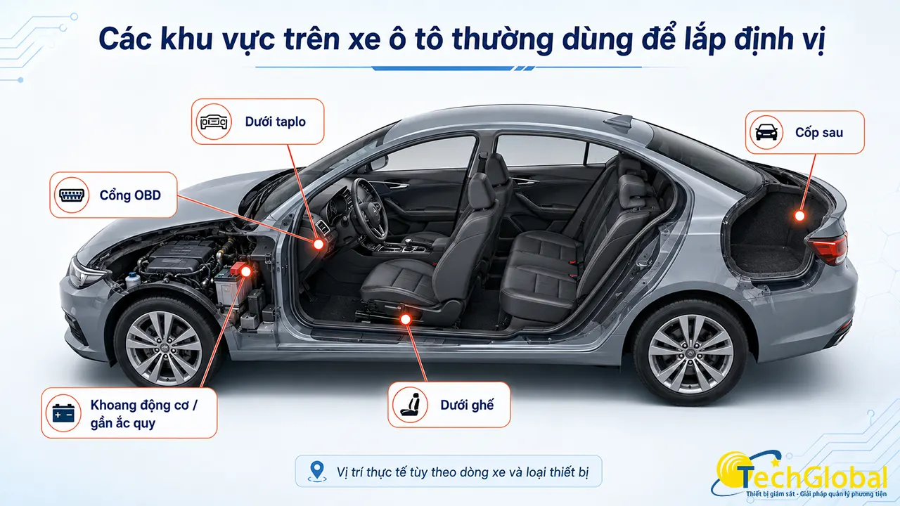 định vị xe ô tô thường gắn ở đâu