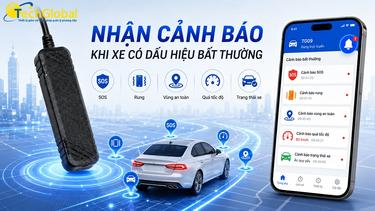 định vị ô tô TG09 phát cảnh báo khi xe có dấu hiệu bất thường