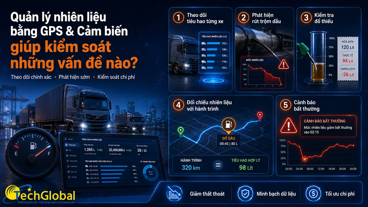 Lợi ích khi quản lý nhiên liệu đội xe bằng GPS 4G và cảm biến dầu