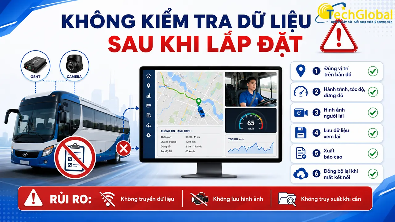 Không kiểm tra dữ liệu từ thiết bị GSHT & camera sau khi lắp đặt