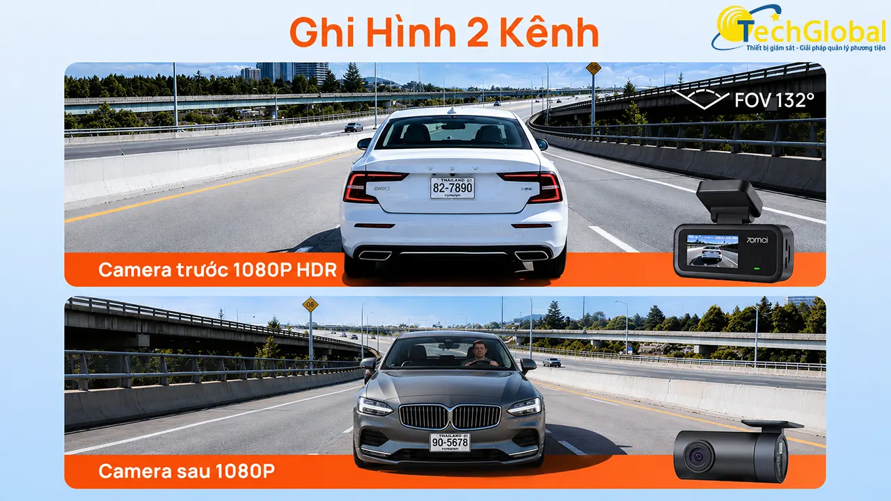 Camera 70mai A210 ghi hình 2 kênh đôi với cảm biến BSI