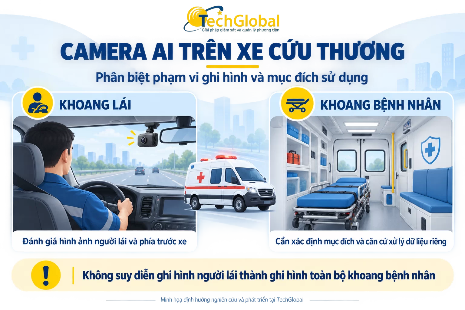 Camera AI trên xe cứu thương: phạm vi ghi hình và bảo vệ dữ liệu