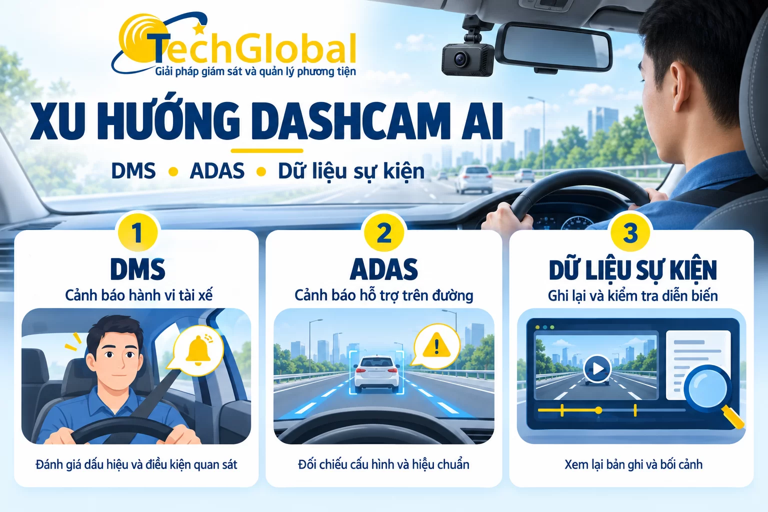 Xu hướng dashcam AI: DMS, ADAS và dữ liệu sự kiện