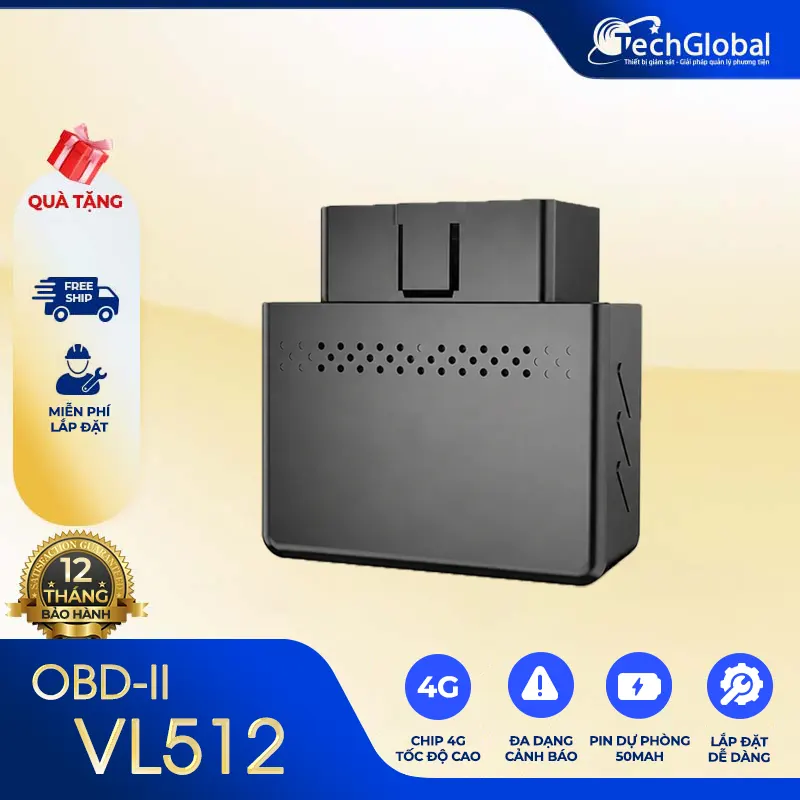 Định vị cắm cổng OBD-II VL512 4G, lắp nhanh cho ô tô