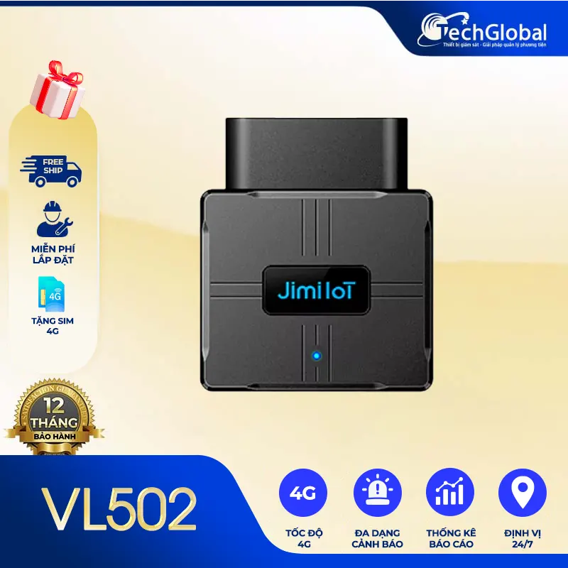 Định Vị Ô tô VL502 Cắm Cổng OBD-II Chip 4G - Cắm là chạy