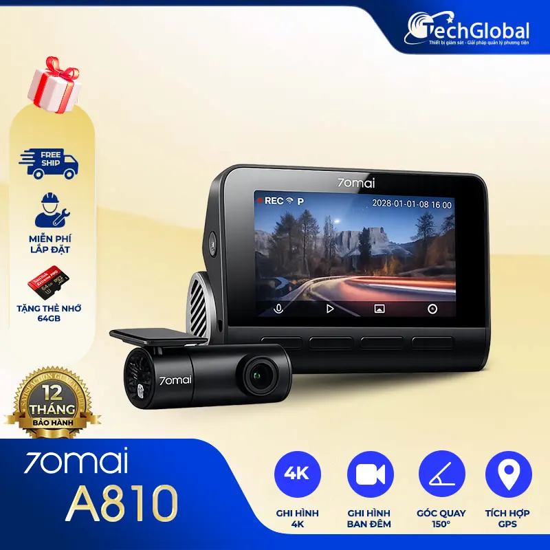 Camera hành trình 70mai A810 Ghi Hình 4K Cao Cấp