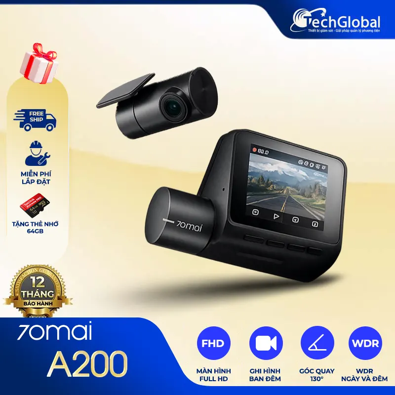Camera Hành Trình 70mai A200 Ghi Hình 2 Camera Trước Sau Giá Rẻ