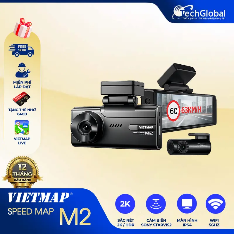 Vietmap SpeedMap M2 - Cảnh báo phạt nguội 24/7, hiển thị tốc độ giới hạn