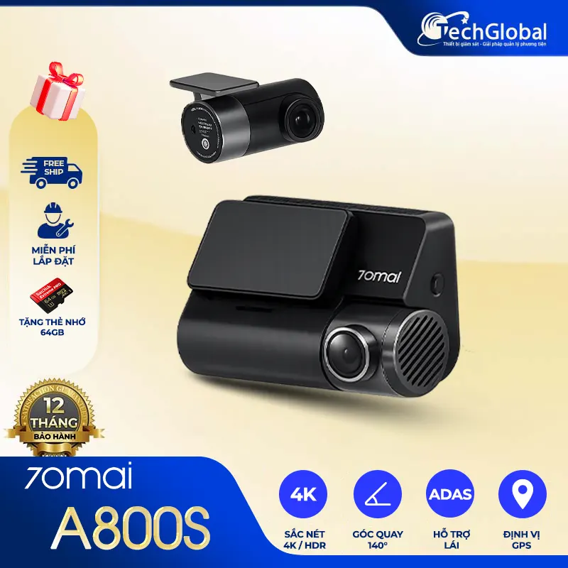 Camera Hành Trình Xiaomi 70mai A800S Phiên Bản Mới 4k Wifi GPS