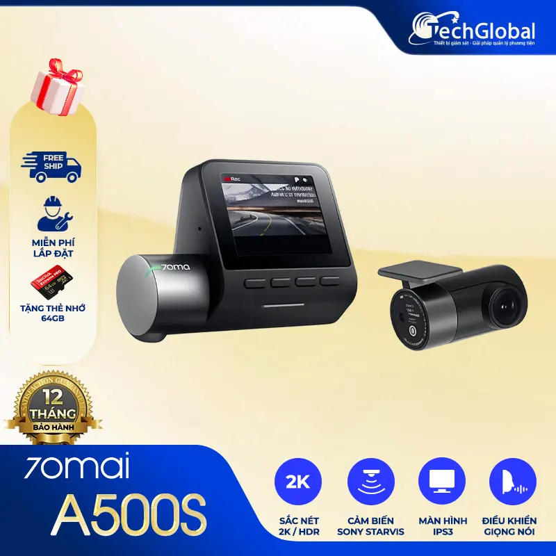 Camera hành trình 70mai A500S (Dash Cam Pro Plus+) ghi hình trước sau