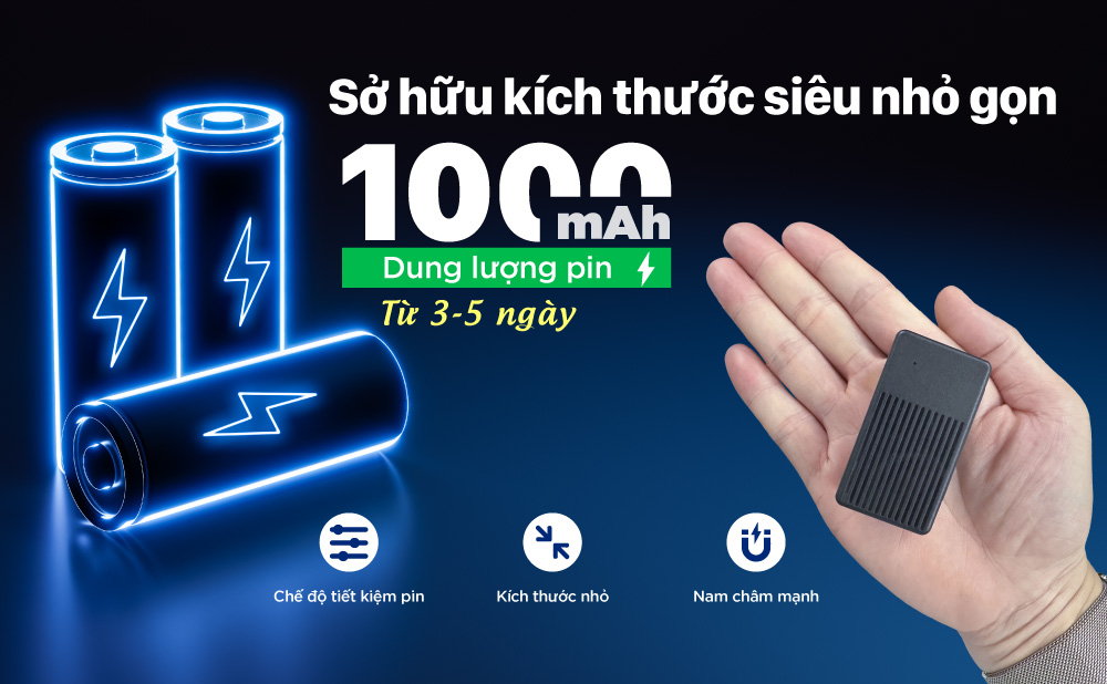 Định Vị Chạy Pin Siêu Nhỏ LL305S - 1000mAh Chạy 3-5 Ngày-300