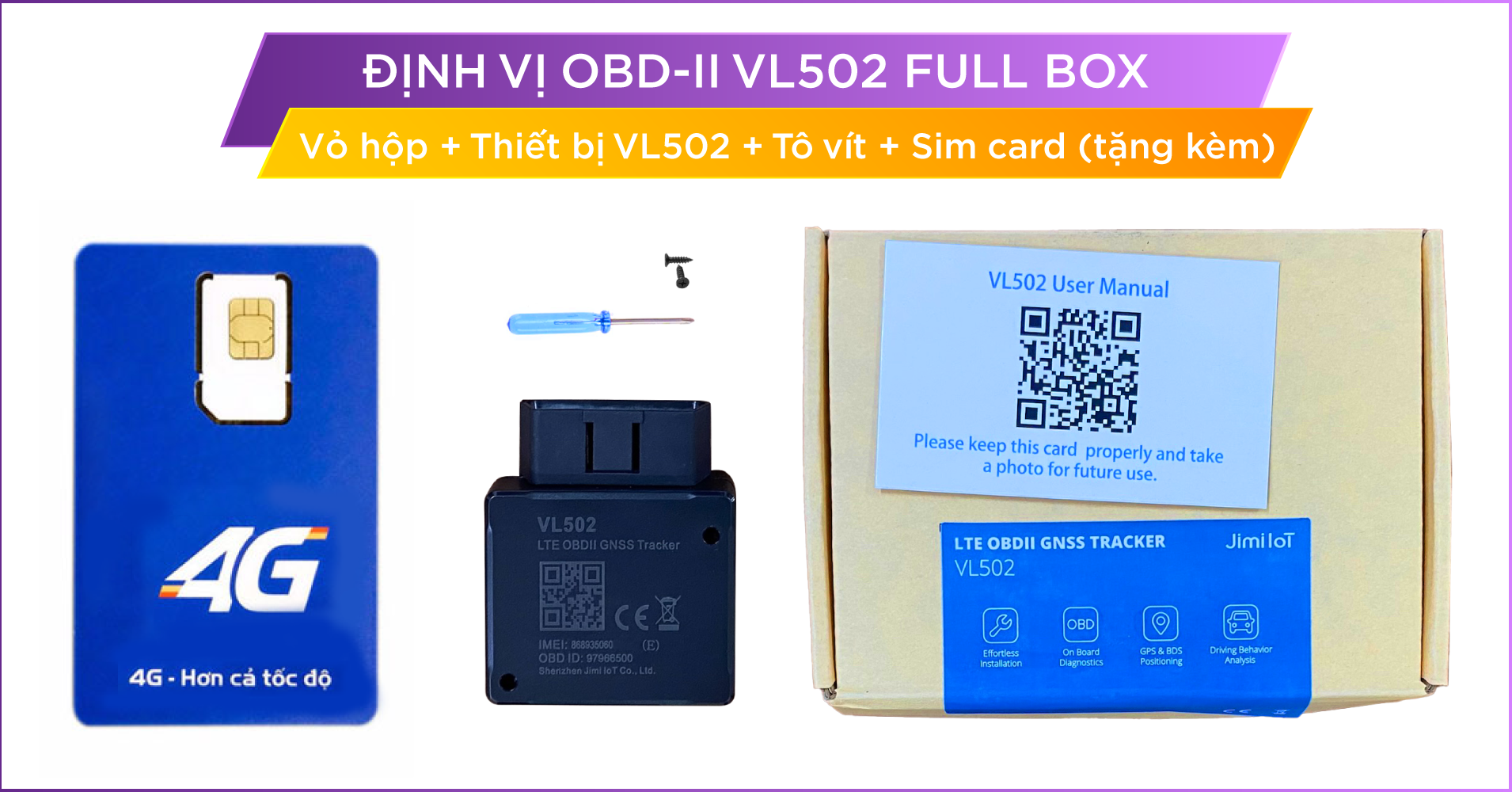 Định Vị Ô tô VL502 Cắm Cổng OBD-II Chip 4G - Cắm là chạy-206