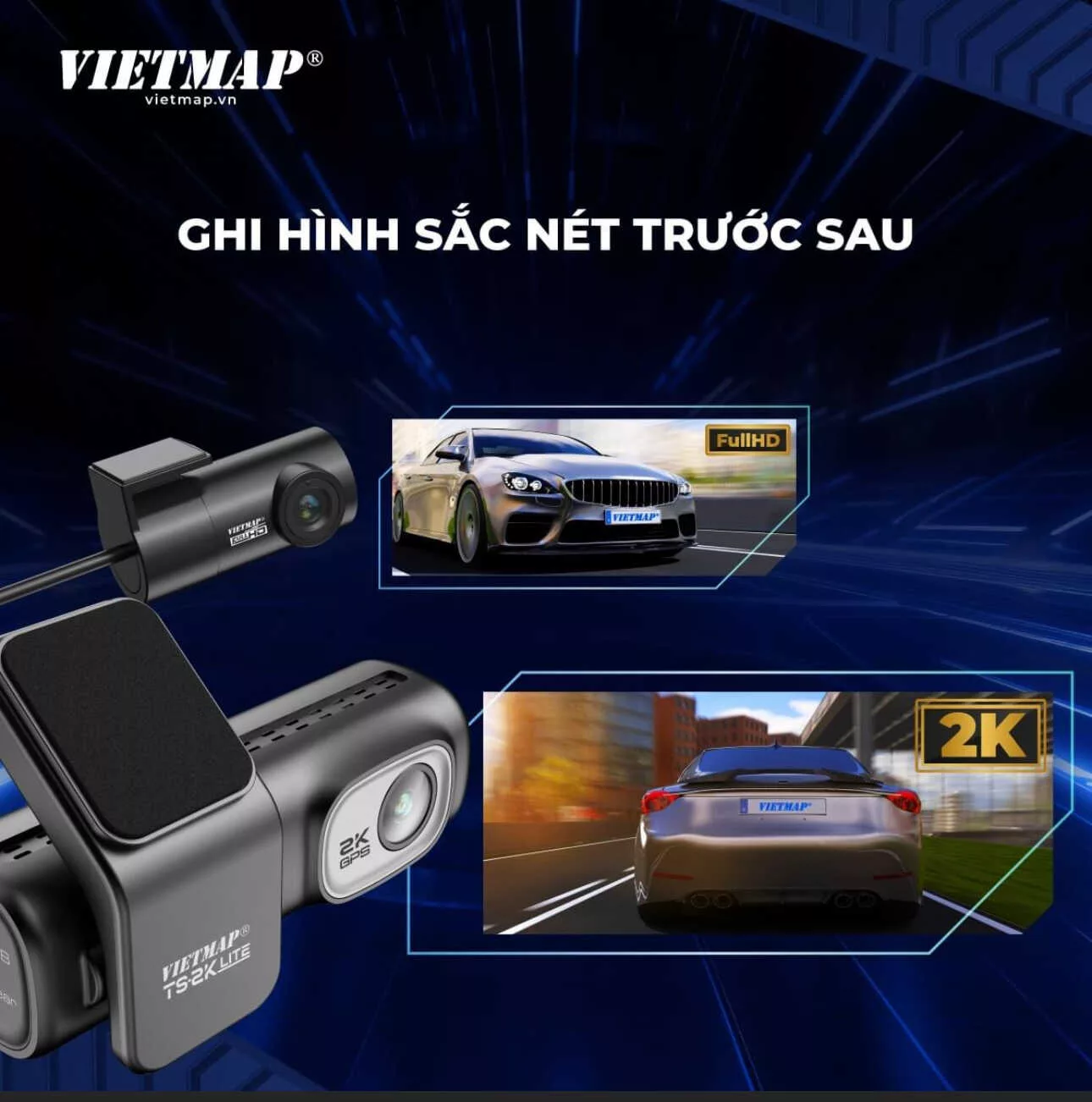 Vietmap TS-2K Lite: Camera hành trình trước sau, Giá tốt [BH 12T]-345