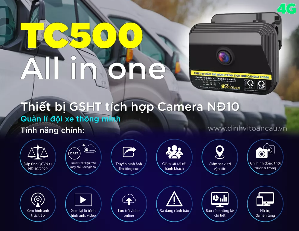 Thiết Bị Giám Sát Hành Trình Tích Hợp CAMERA Giám sát theo NĐ10 TC500-221