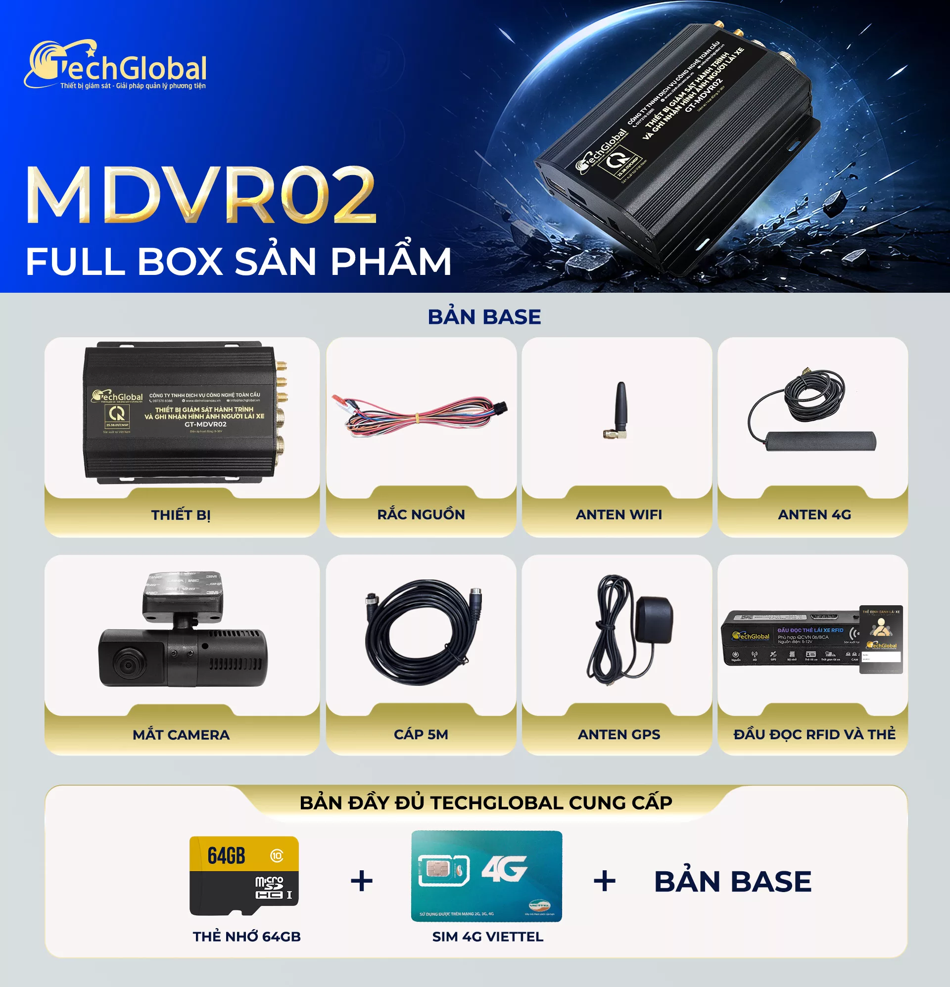 Thiết bị giám sát hành trình và Ghi nhận hình ảnh người lái xe MDVR02-390